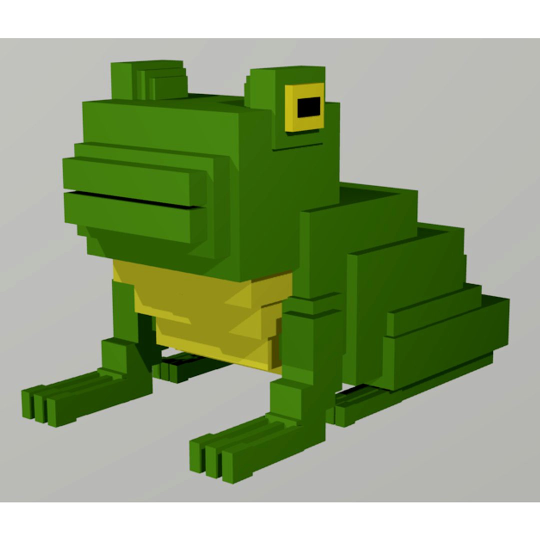 low poly frog voxel frog