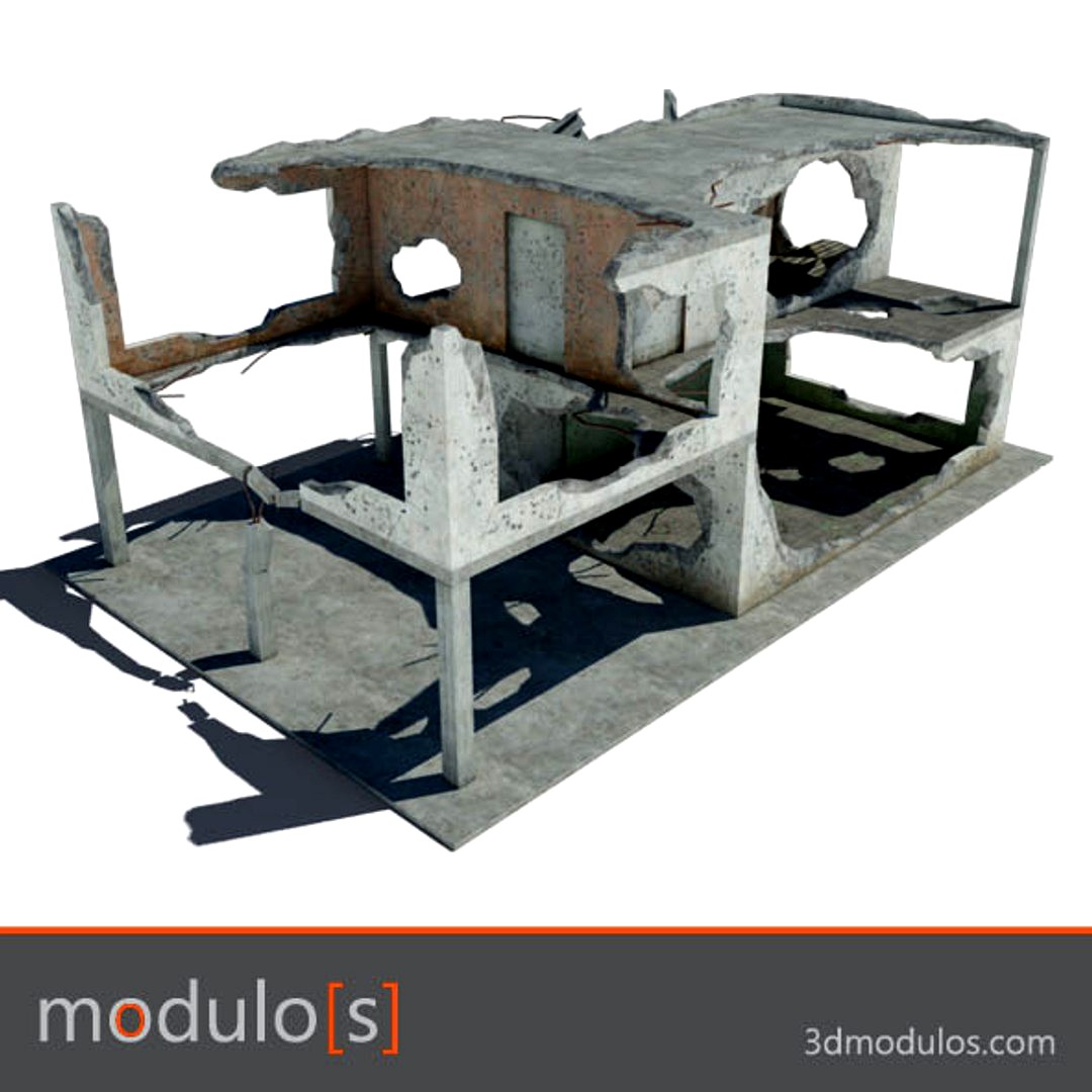 3dmodulos ruin building destructions H model