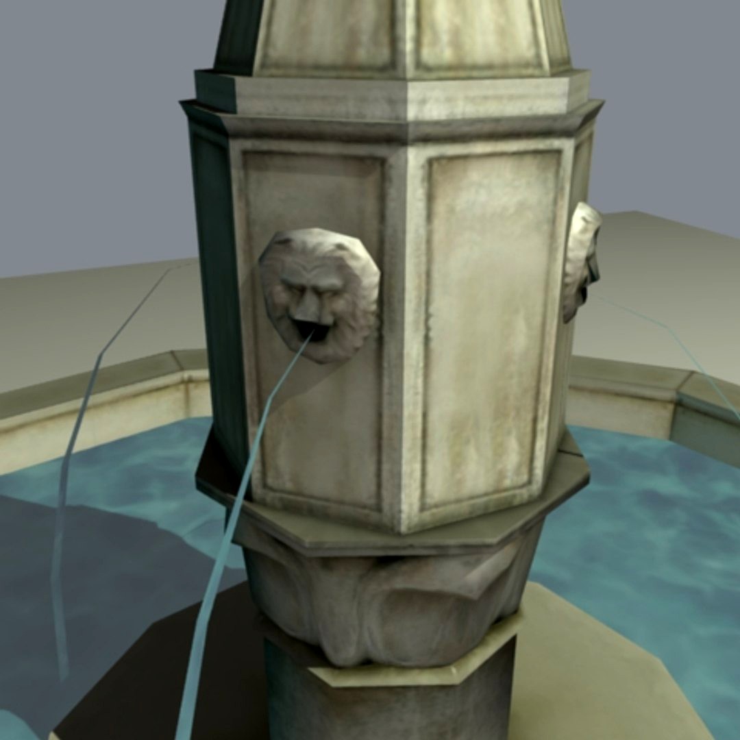 Italian Style Fountain in Twilight New Moon
