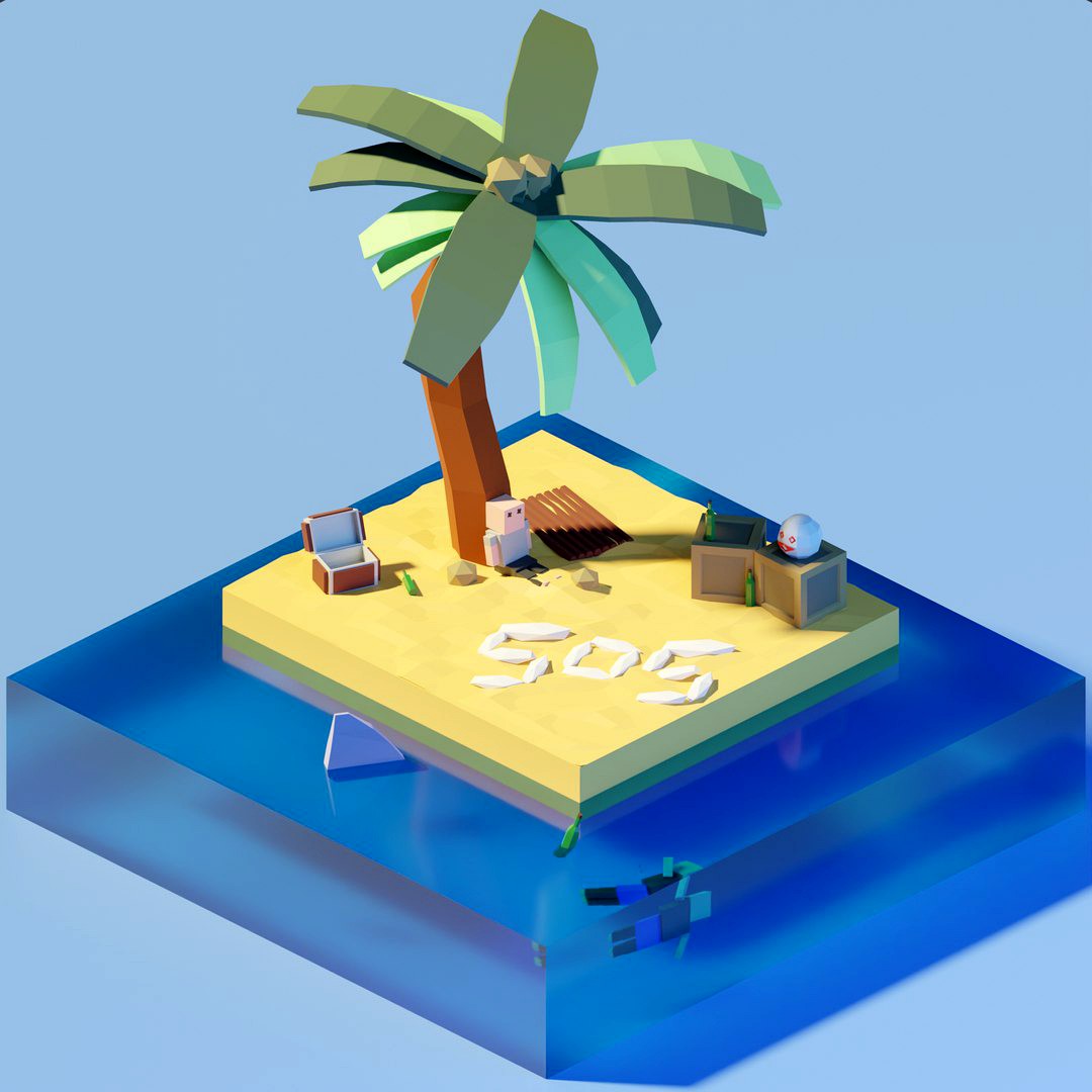 Isometric 3D Castaway, Marooned by Zoe Tamago