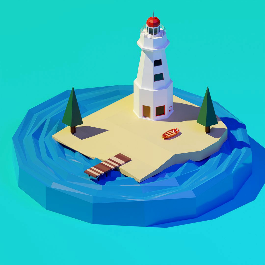 Isometric 3D Lighthouse by Zoe Tamago