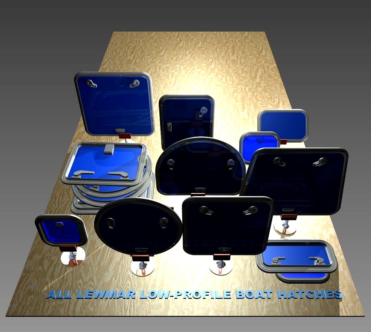 Hatch: 16 pcs set of Lewmar low profile.