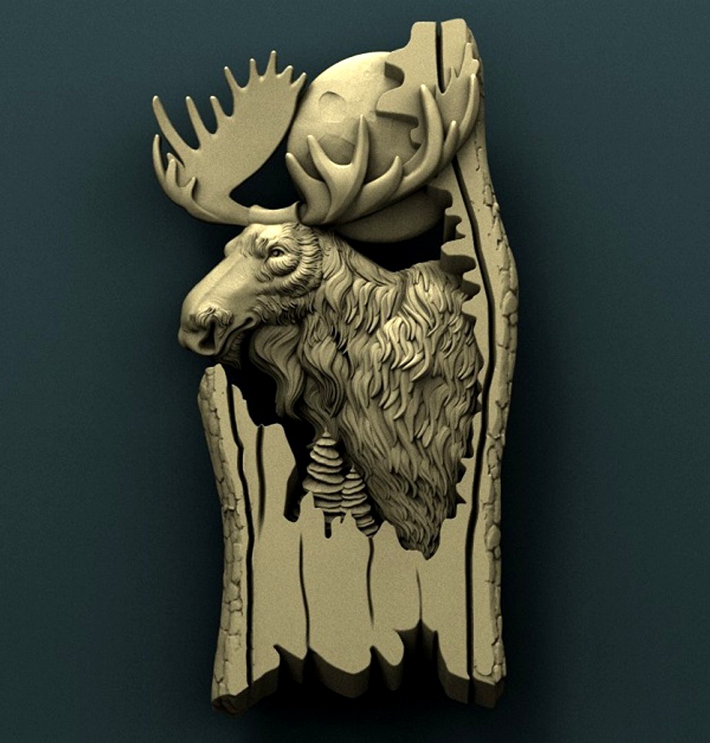 Elk 3d model for CNC