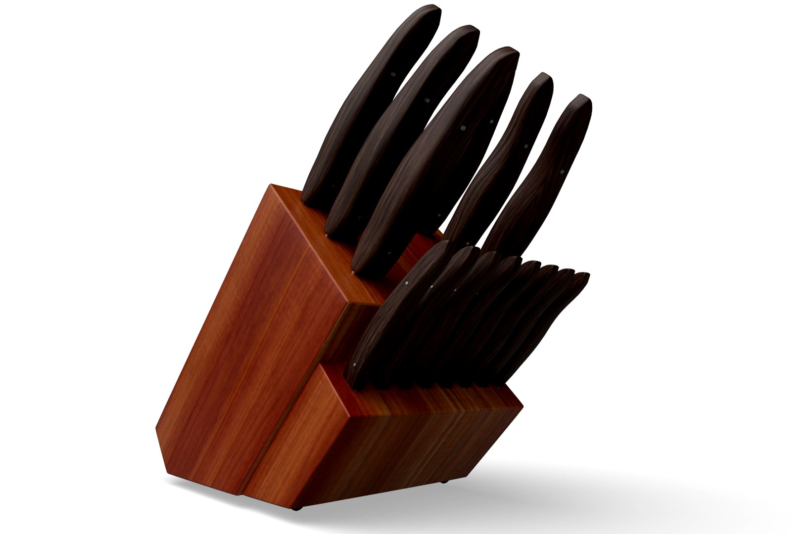 Butcher Block Knife Set 3d model