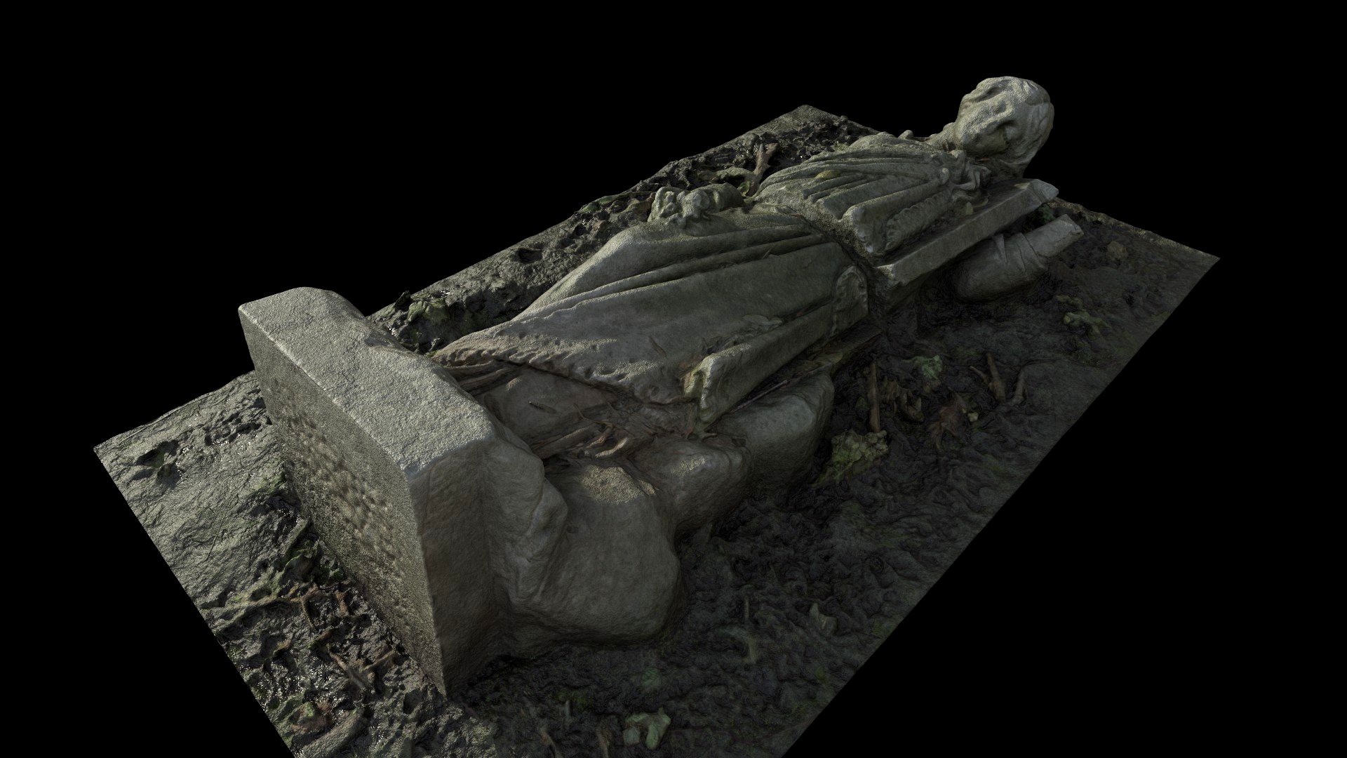 fallen statue