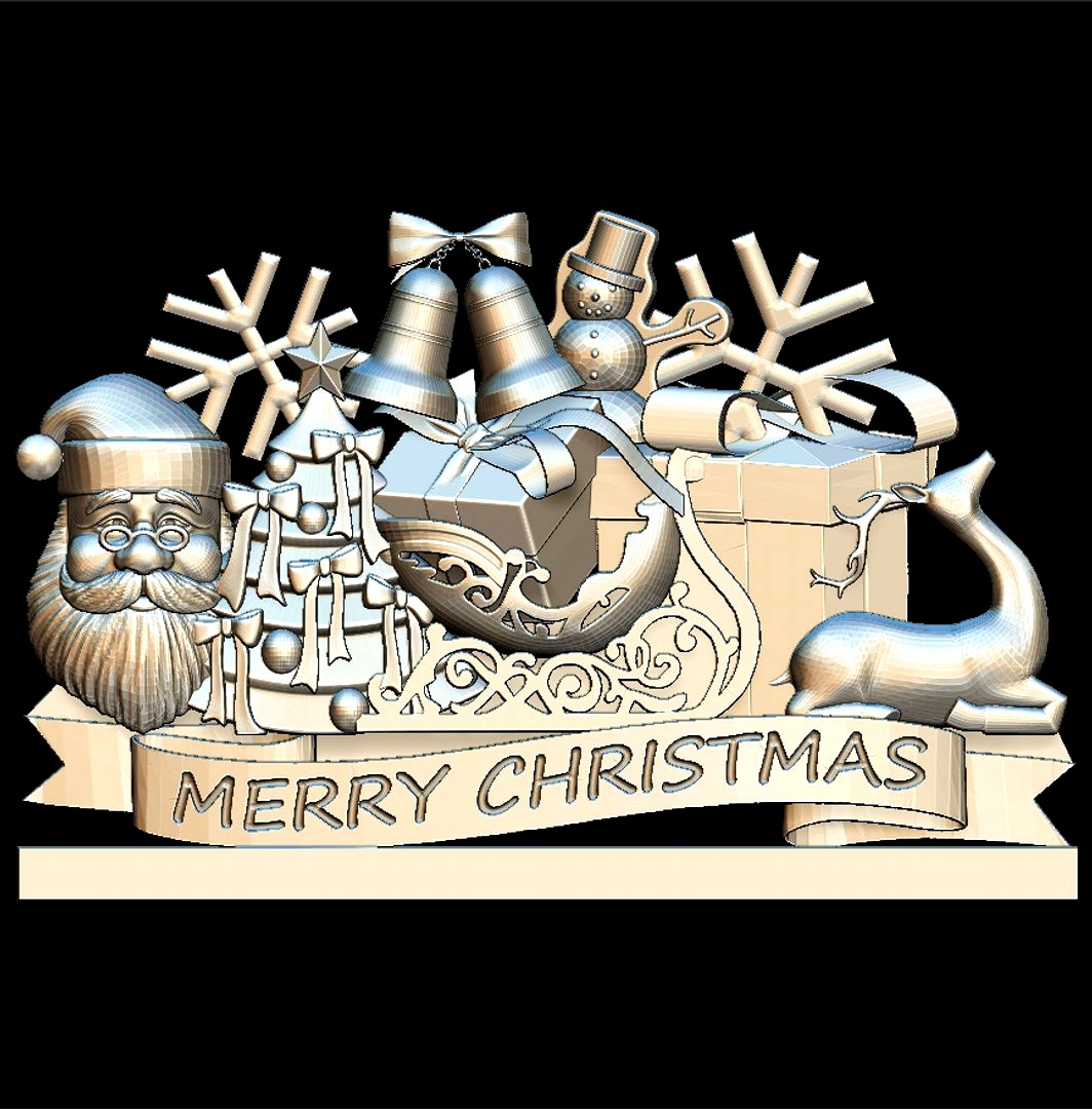Merry Christmas, Santa Claus Sledge STL File for CNC Router 3D model