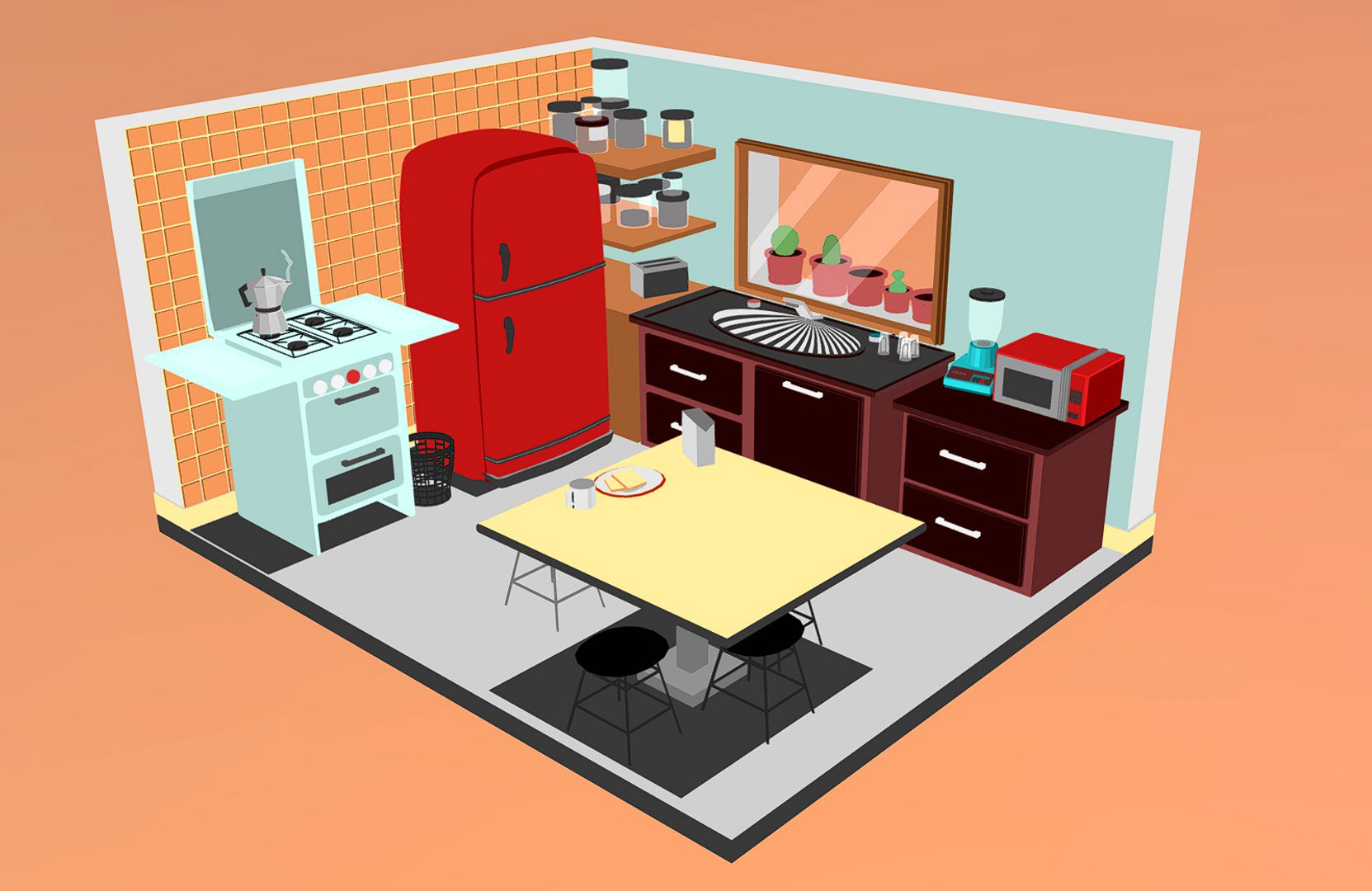 Lowpoly kitchen assets