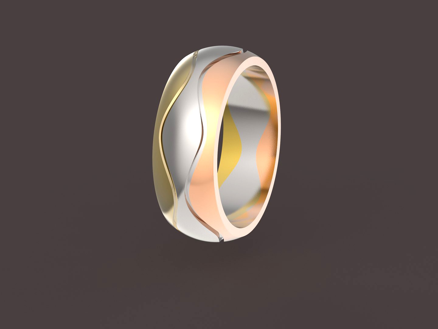 3 waves wedding ring