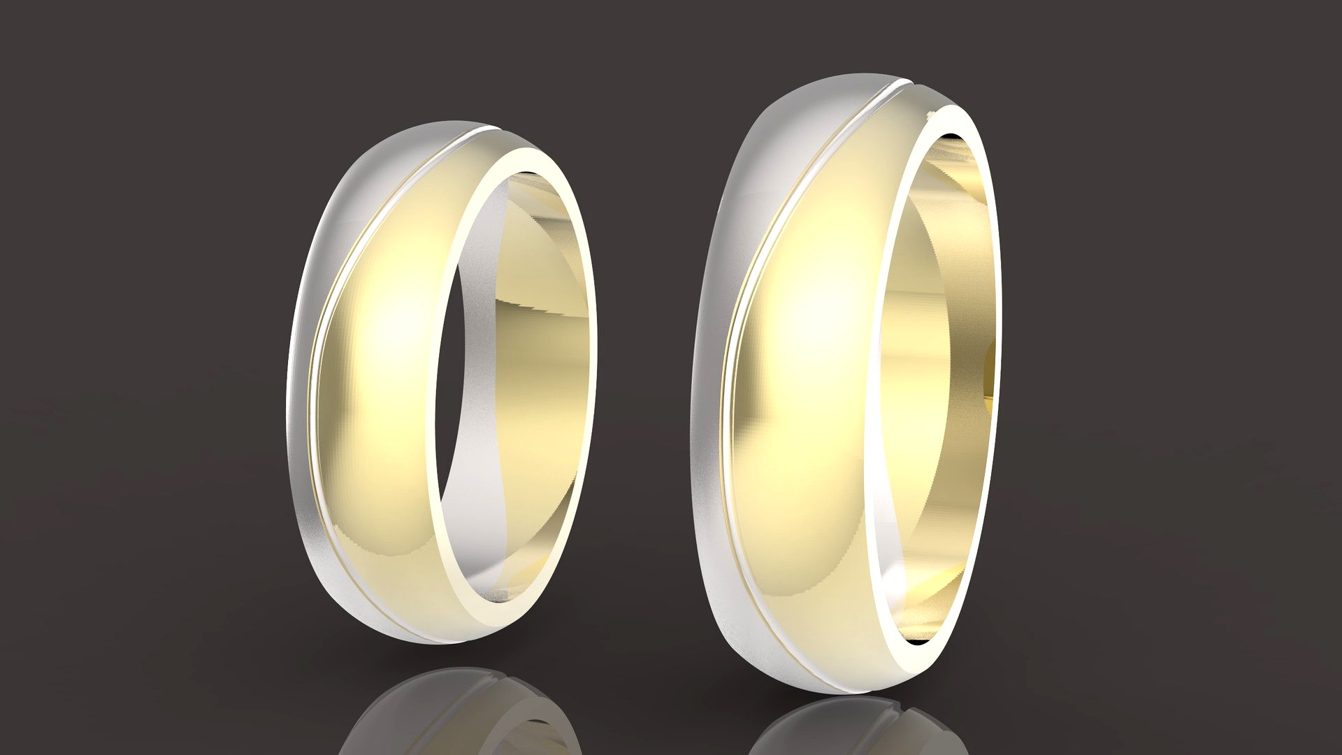 2 wedding rings set two-piece assembly 3D print model