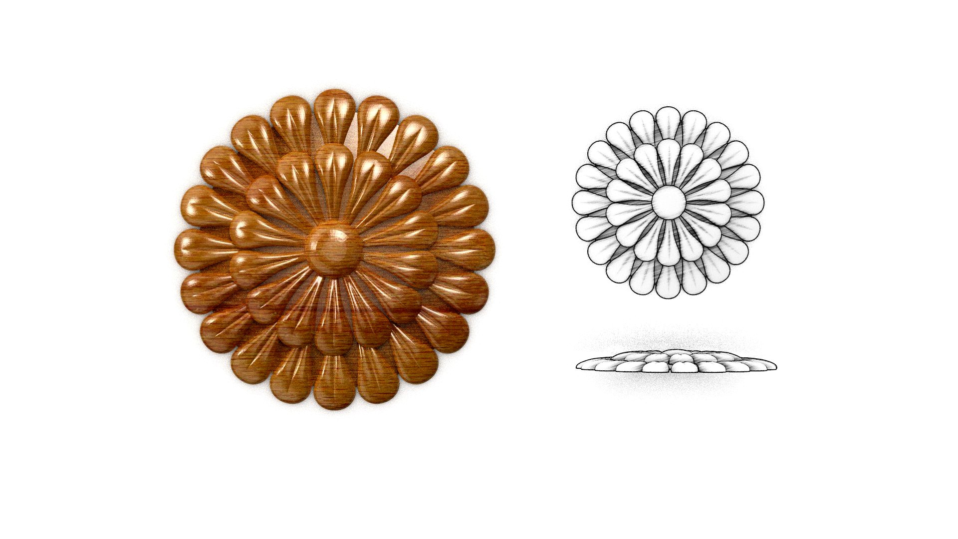 Round carved rosette source 01 3D model