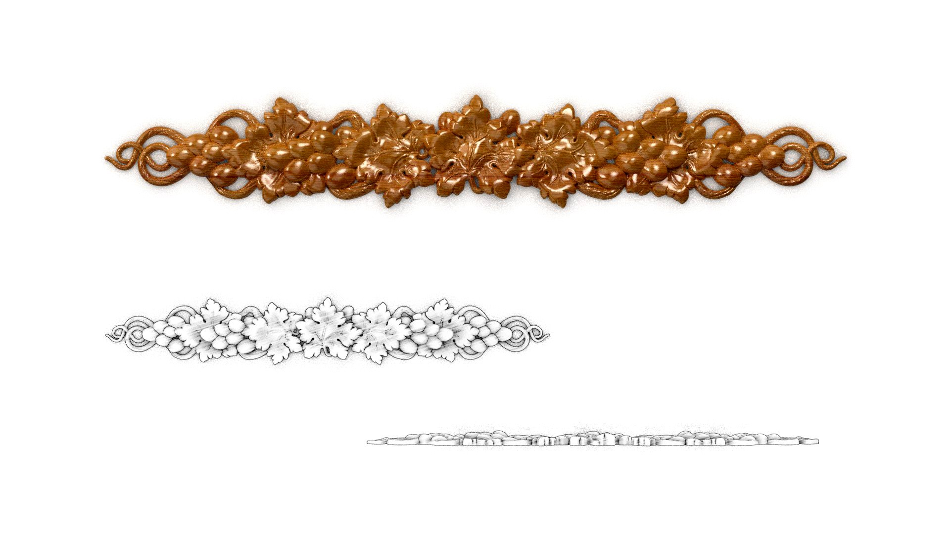 Bunch of grapes vine Decor 3D model