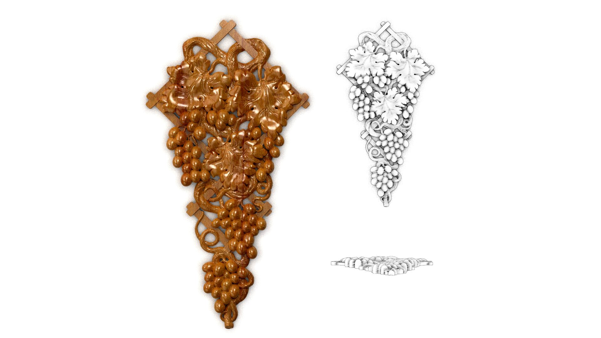 Bunch of grapes vine Decor 3D model