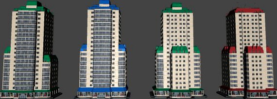 City Building 14 variants 3D Model