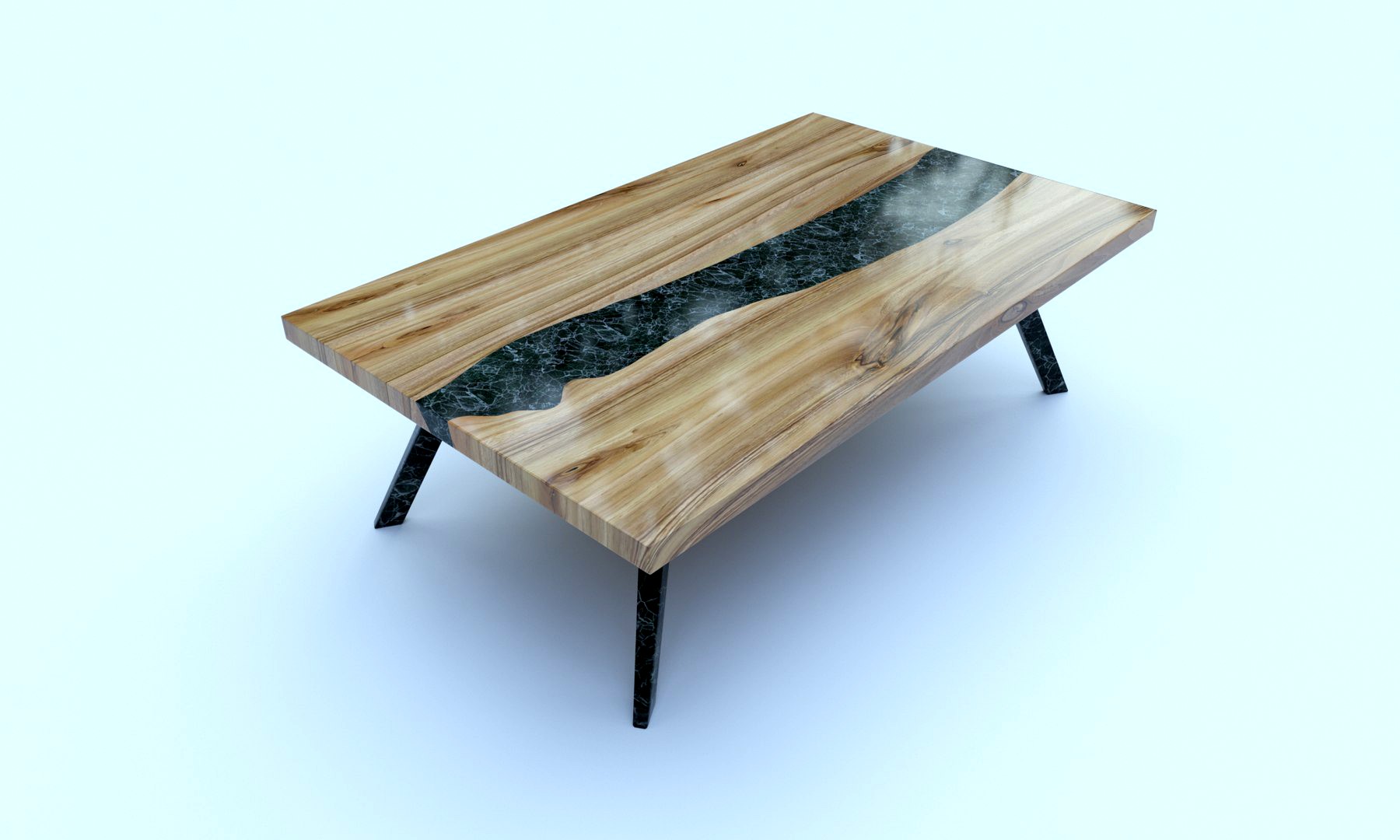 Lacquered table with stone insert 3D model