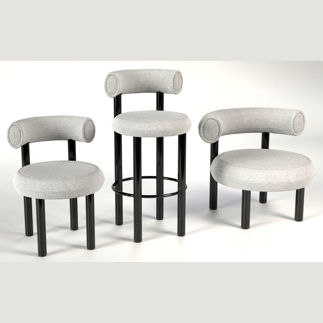 Modern seating collection - grey knit