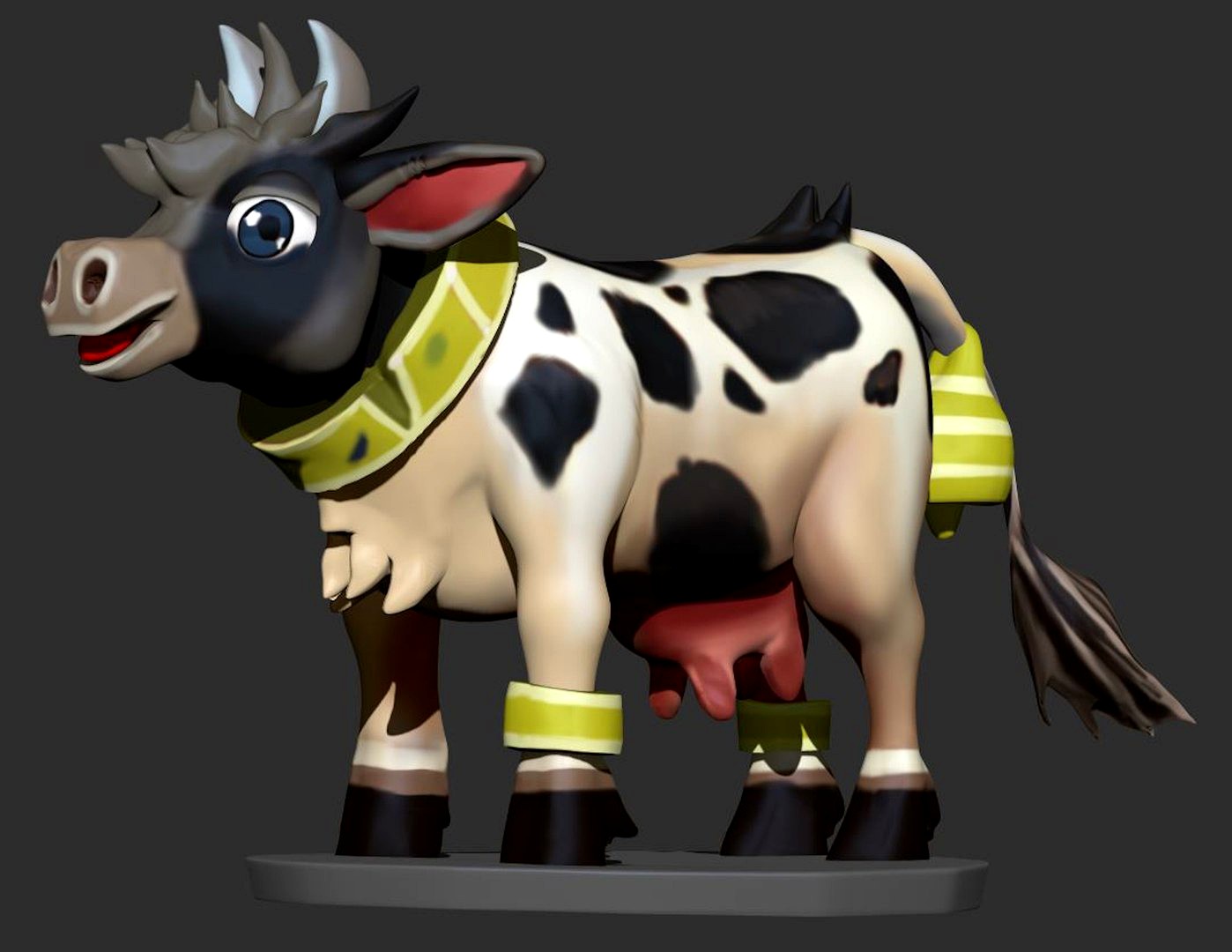 Four Cow Skins Sculpted in ZBrush
