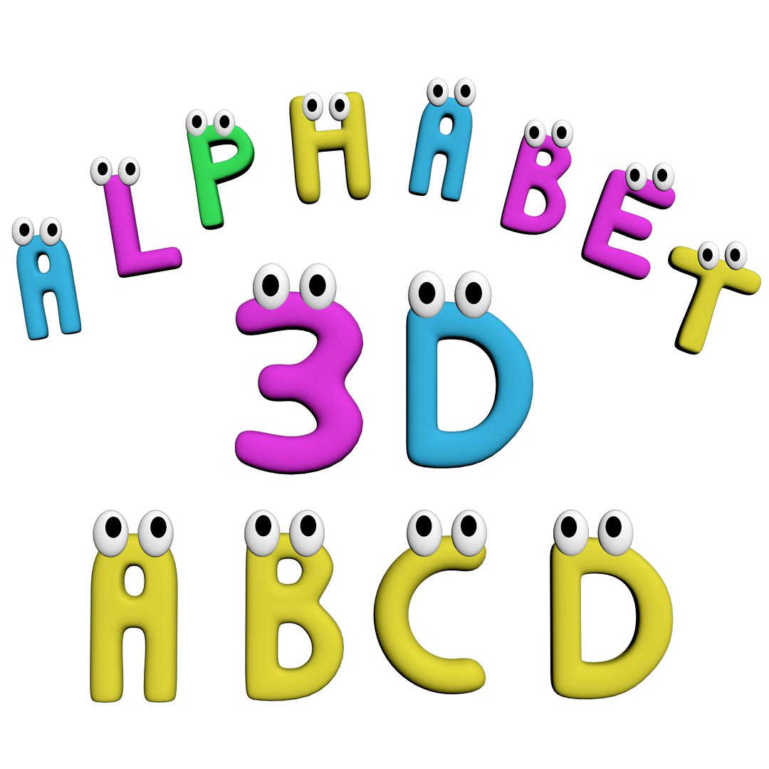 3D Cartoony Alphabet (Rigged)
