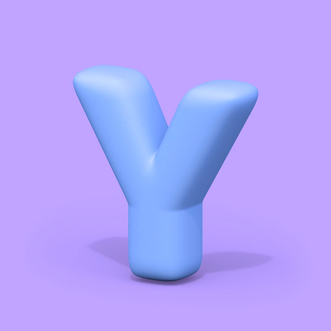 Y, HT Standard, 3D Letter, Round Edges, 3D Font