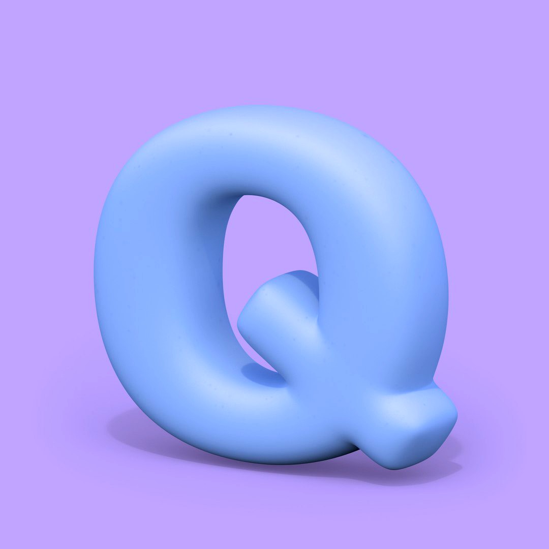 Q, HT Standard, 3D Letter, Round Edges, 3D Font