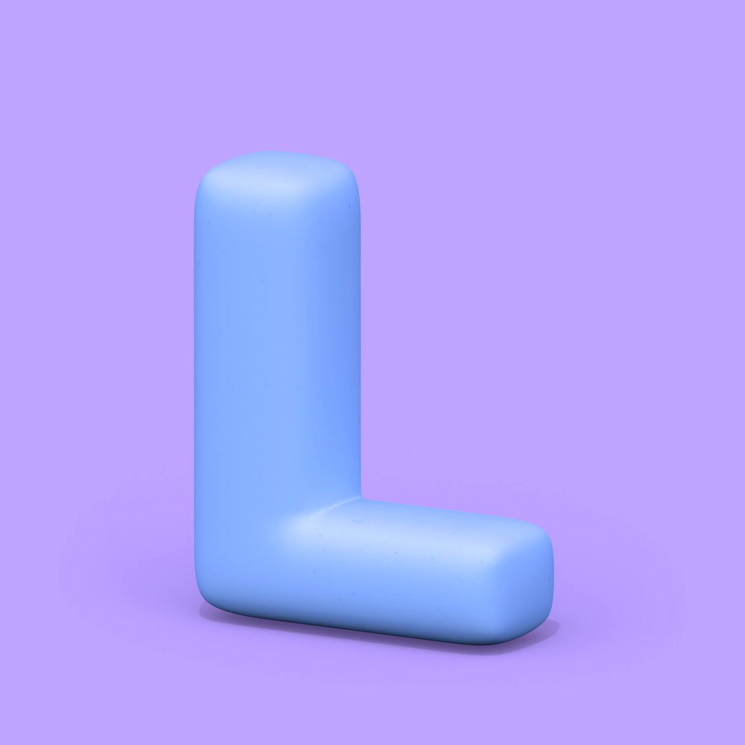 L, HT Standard, 3D Letter, Round Edges, 3D Font