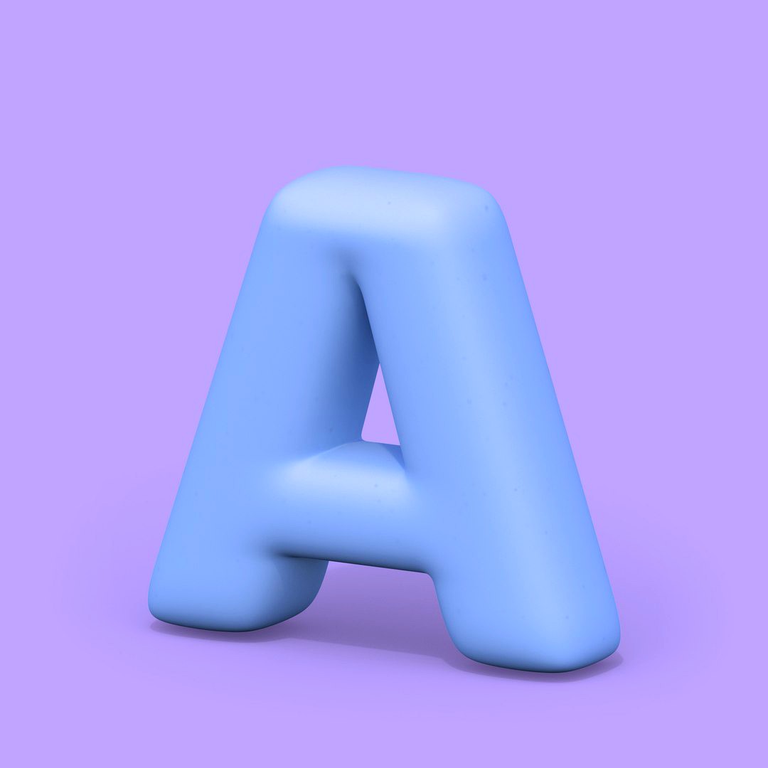 A, HT Standard, 3D Letter, Round Edges, 3D Font