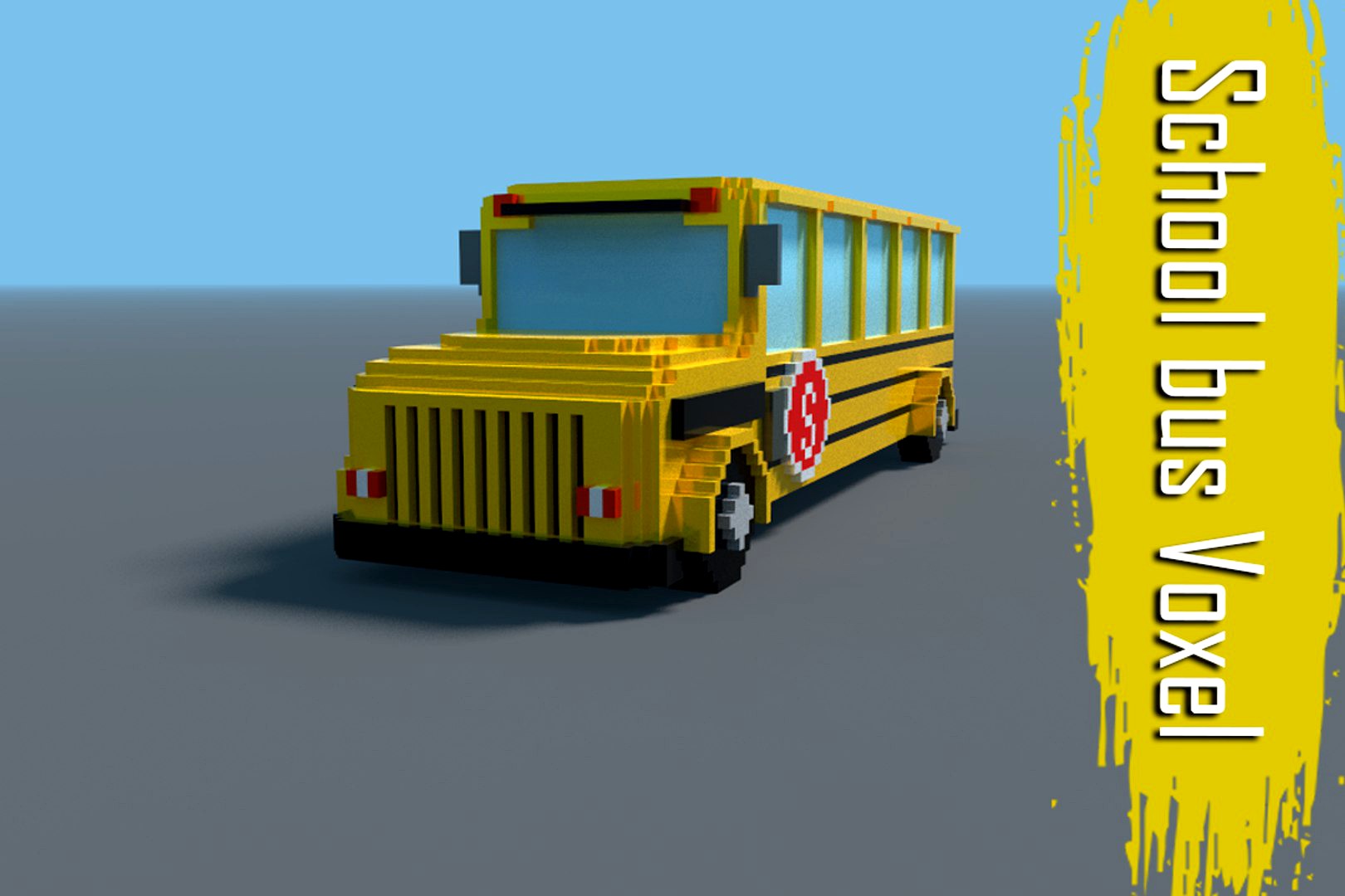 School bus Voxel low-poly