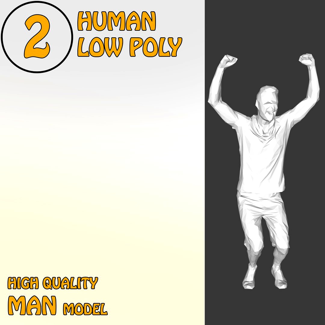 3D High Quality Human 2 Low Poly