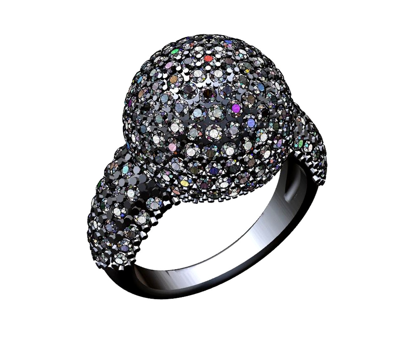 Sphere pave diamonds big ring