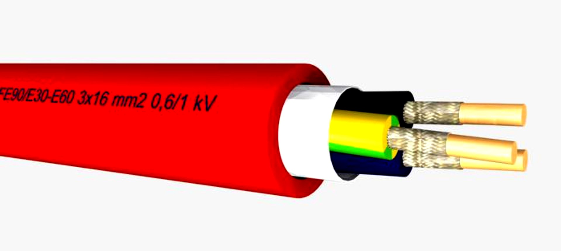 Halogen free installation cable with circuit integrity FE90_E30-E60 3x16 mm2 0,6 1 kV .max