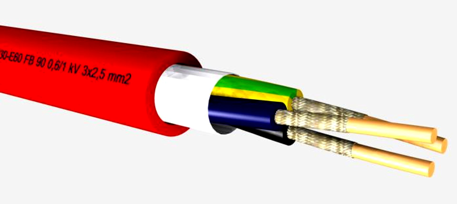 Halogen free installation cable with circuit integrity FE90E30-E60 3G2,5 mm2 0,6-1 kV FE30-E60.max