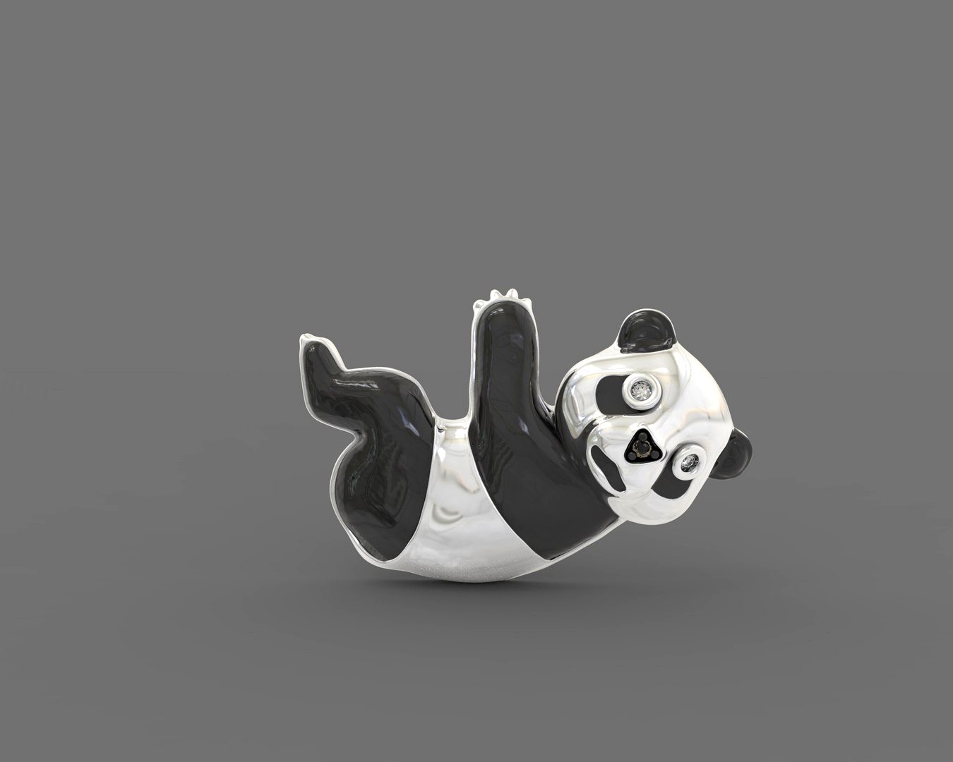 Earrings panda bear with enamel and gems
