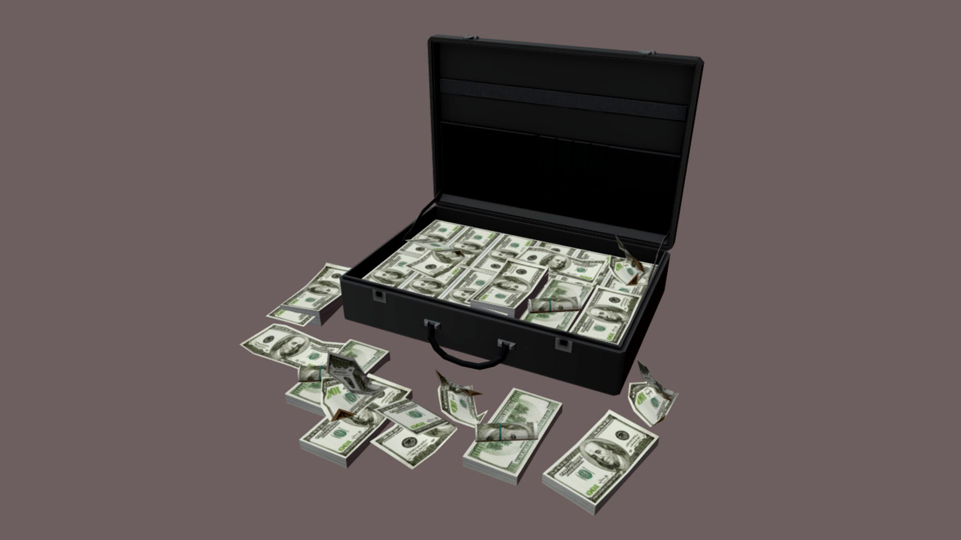 Suitcase with money Low-poly