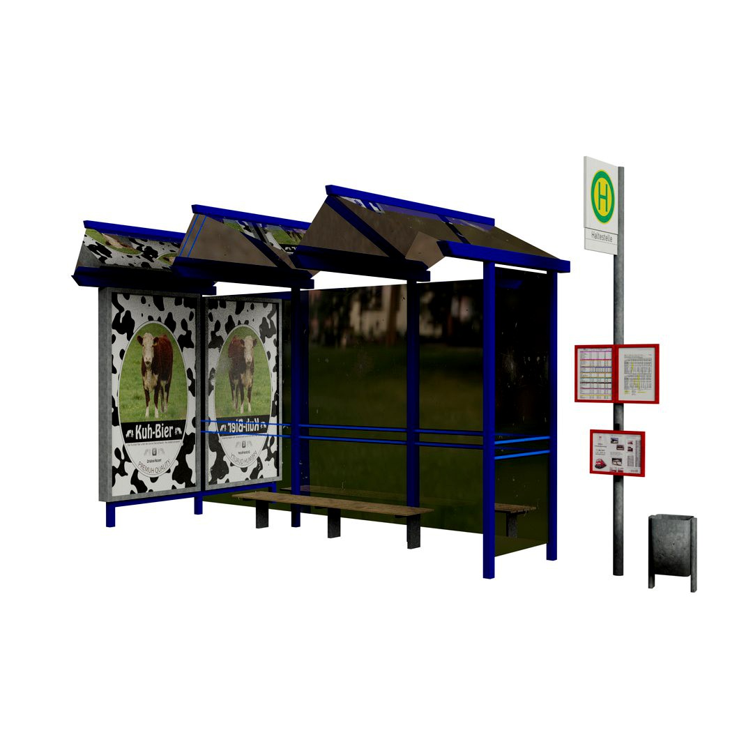 German Busstop Gameready for Engines