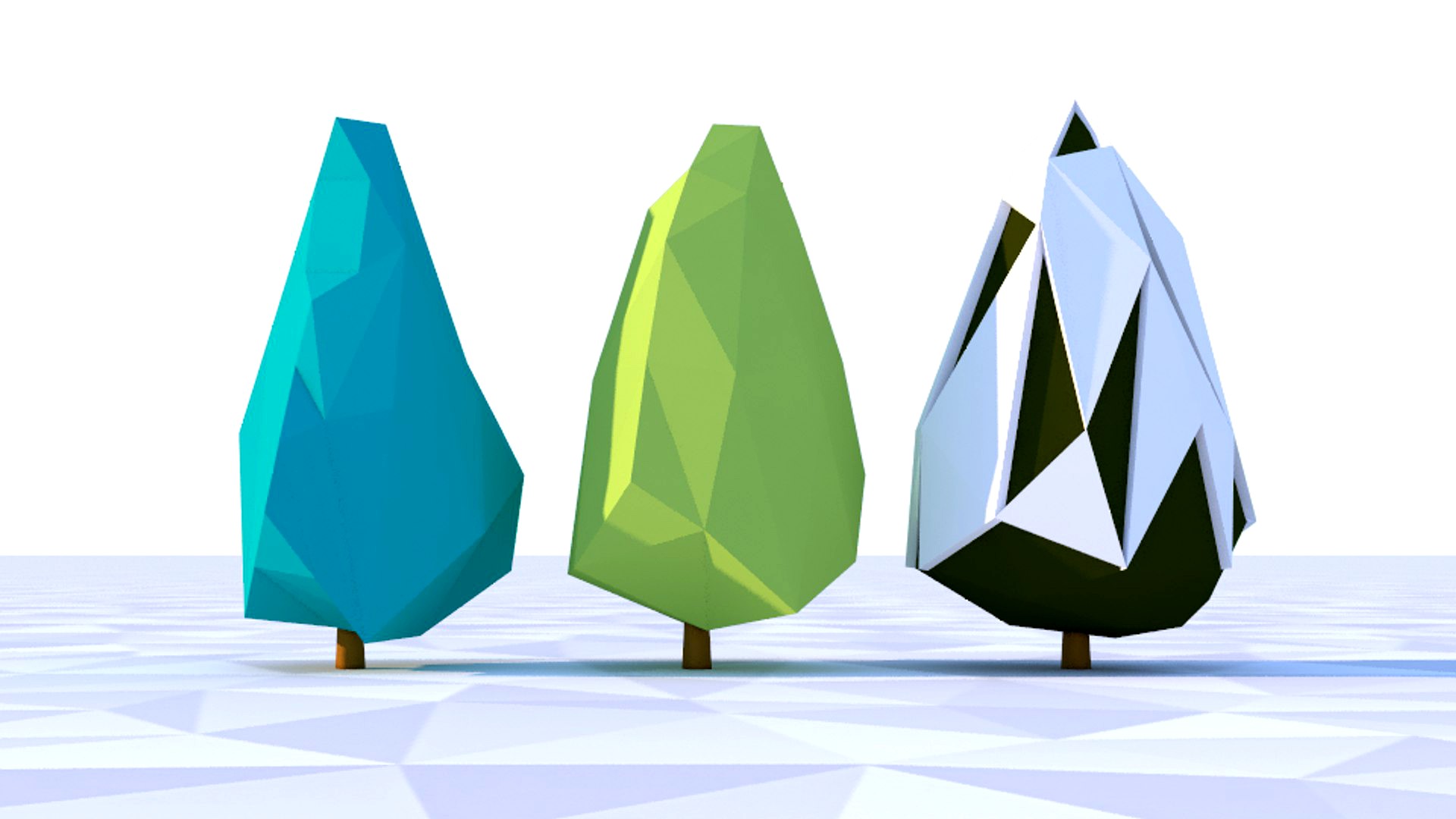 tree blue spruce Low Poly Scene