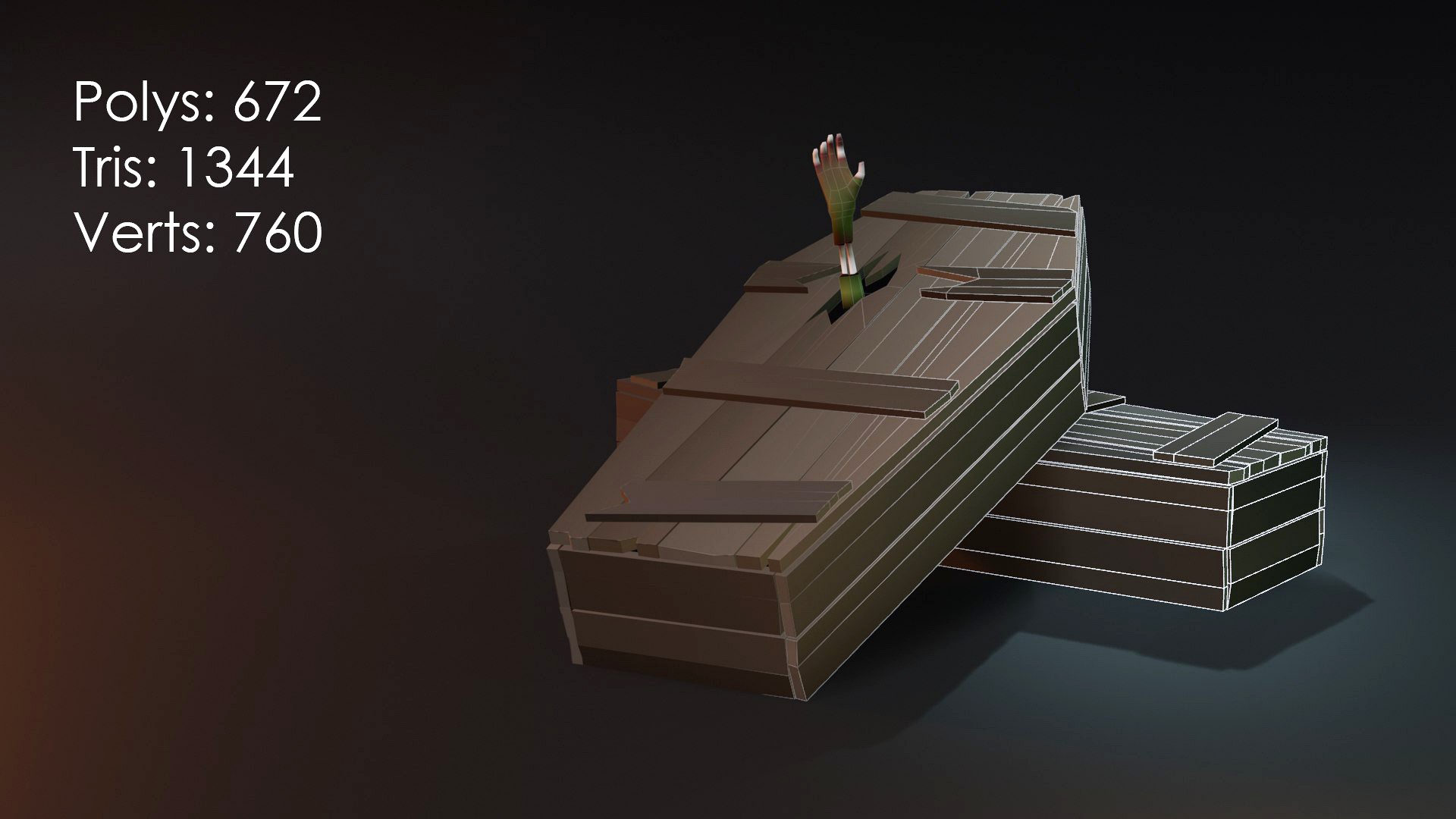 Halloween Coffin Low Poly