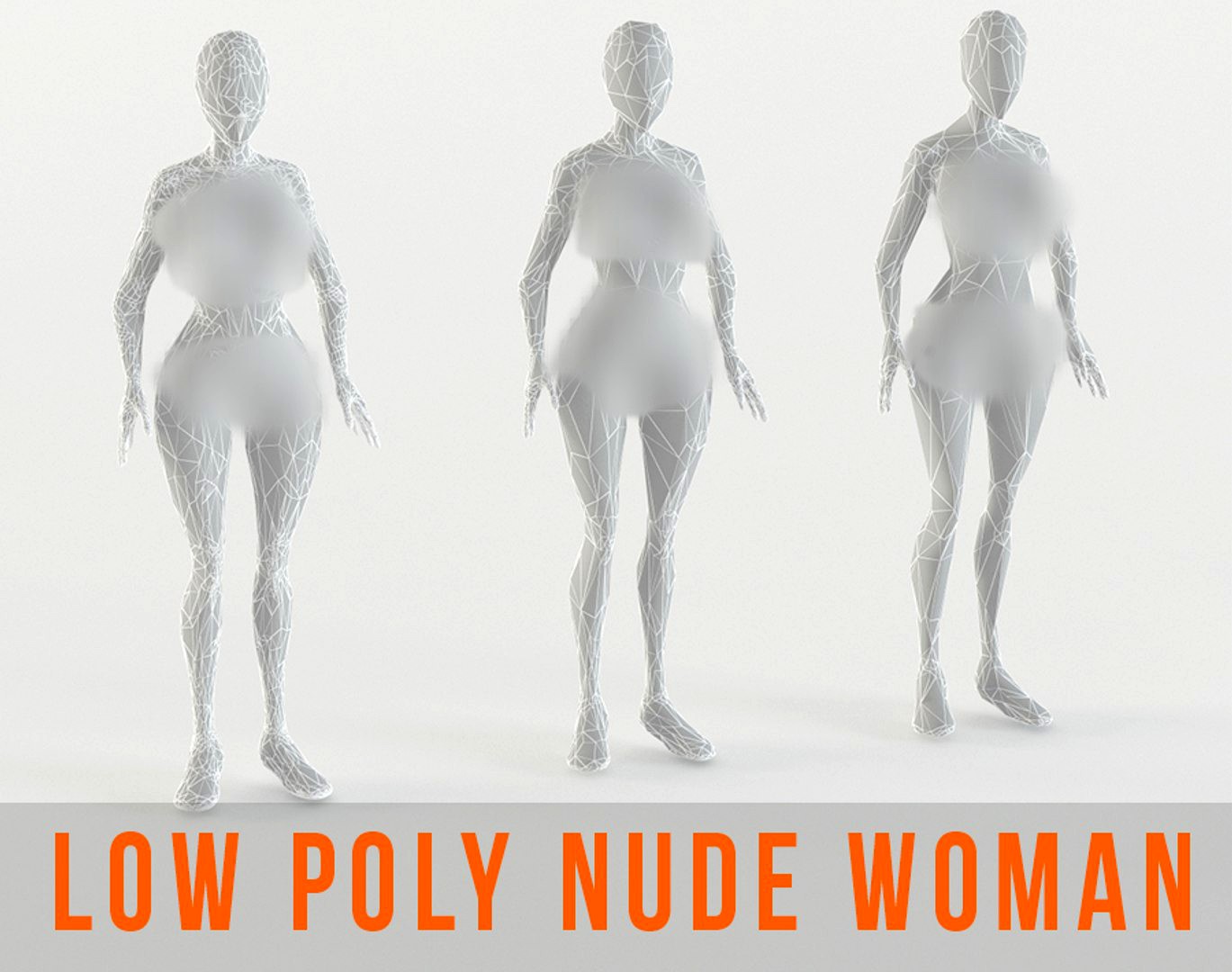 Nude Naked Woman Body Low Poly