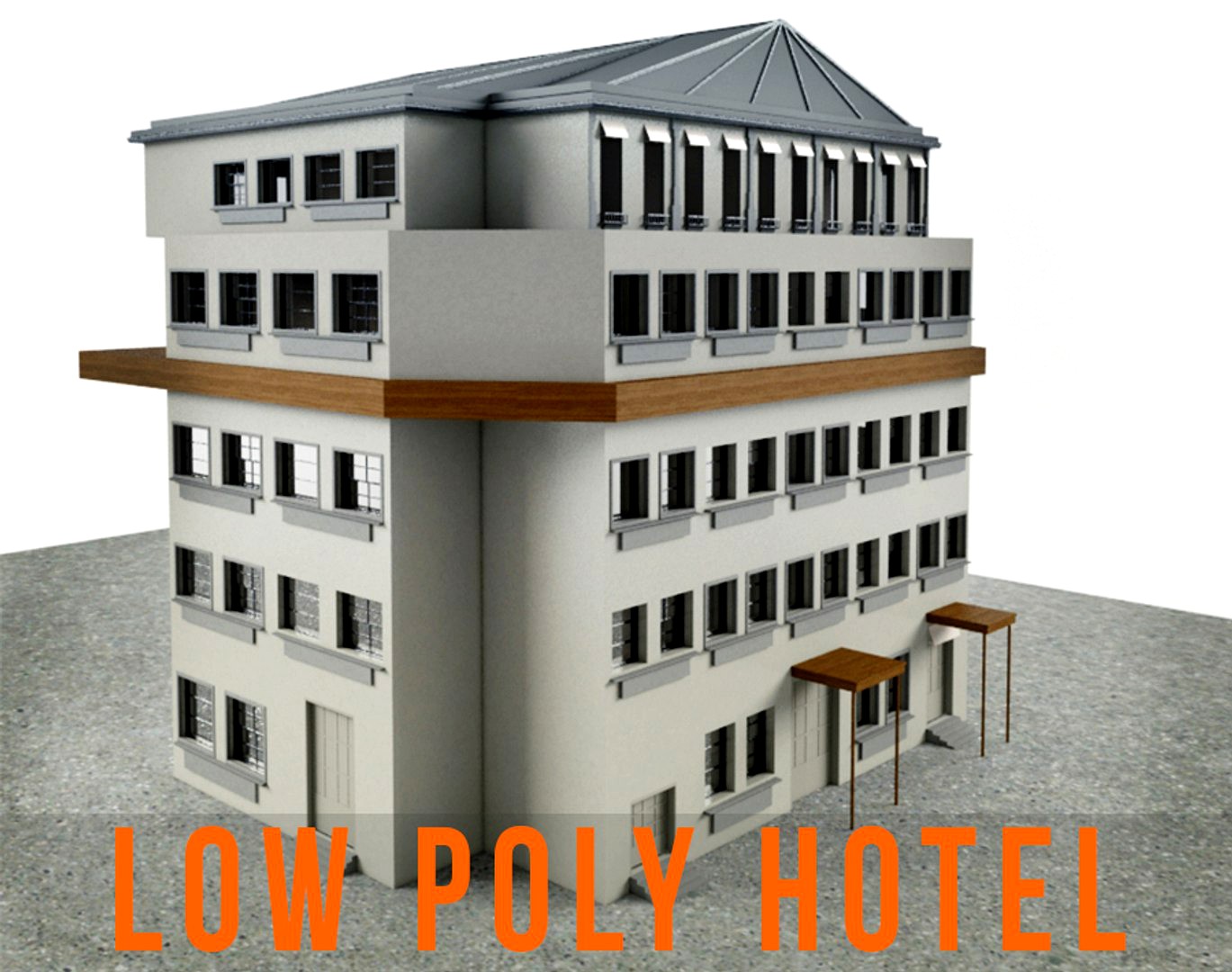 Residence Apartment Hotel Building Lowpoly