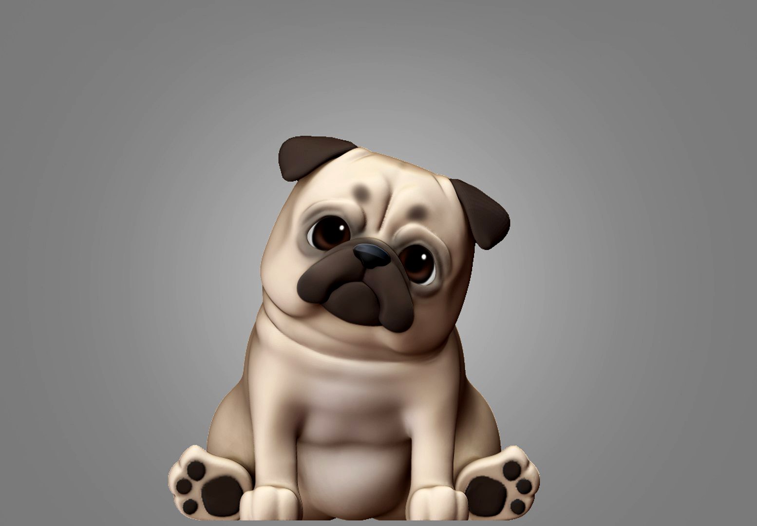 Pug Dog 3D Print Model