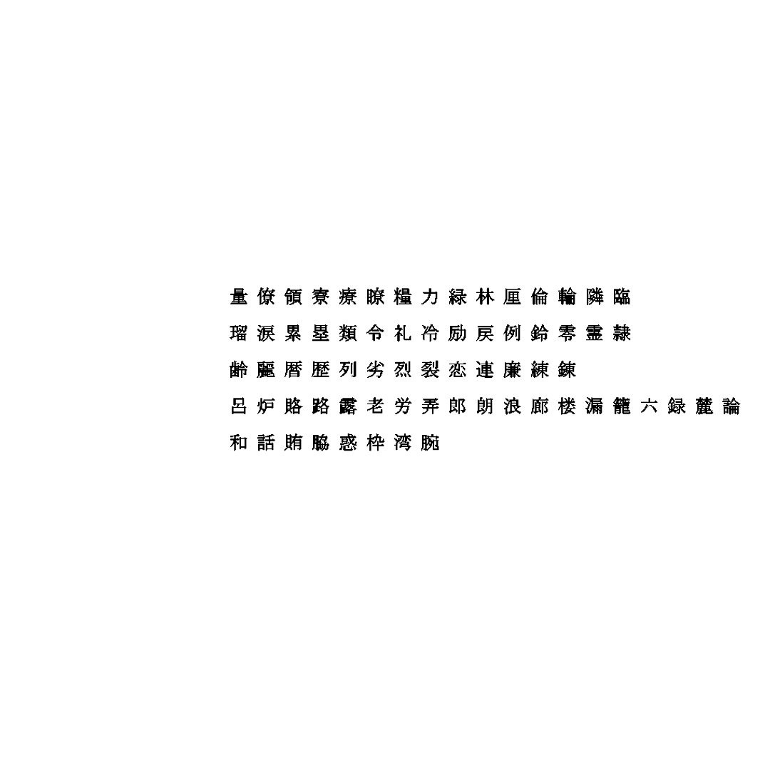 Chinese MS Mincho font set21 CG CAD data
