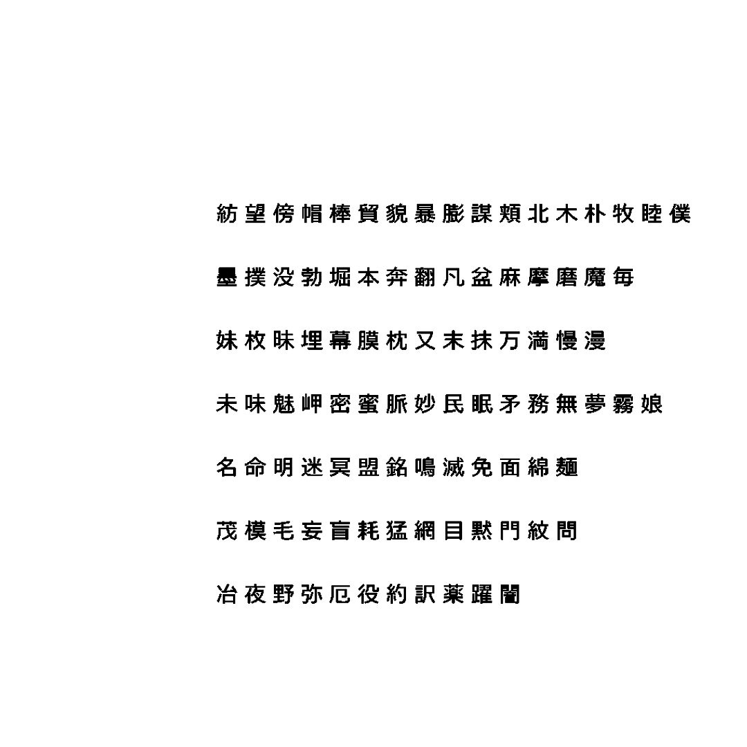 Chinese Meiryo font set19 CG CAD data