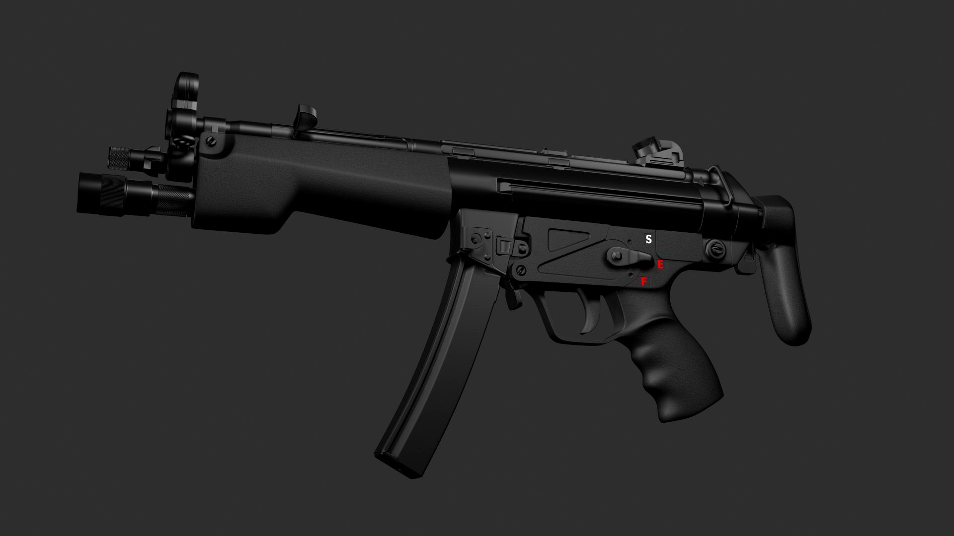 H&K MP5A3 with TacLight - Detailed Highpoly model