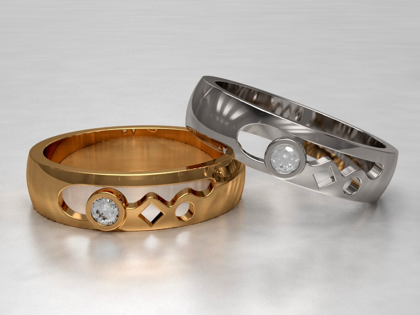 Wedding ring with gemstone