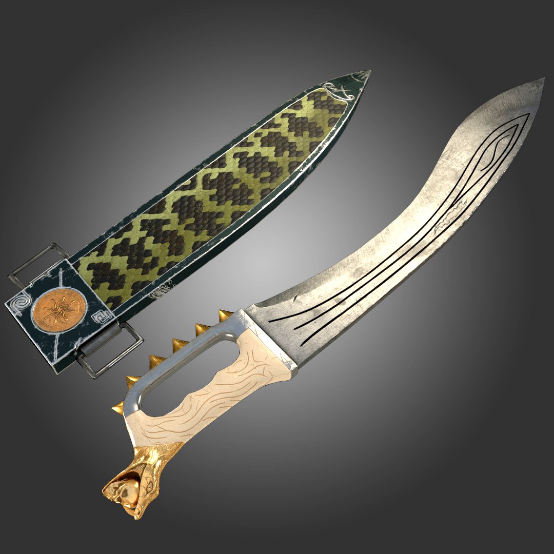 Greek Kopis Sword with Case 3d model