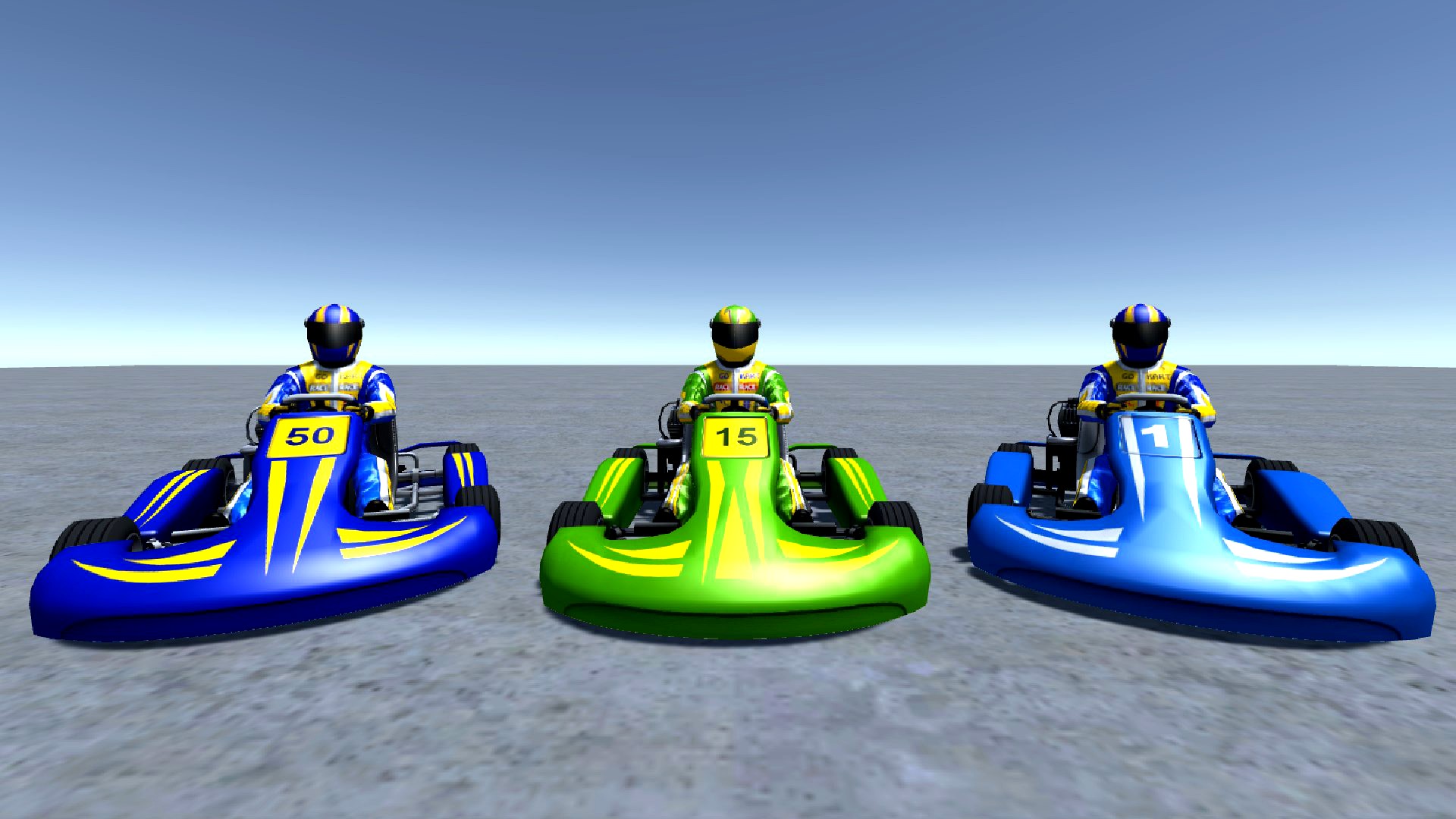 3 Low Poly Karts with Player 3