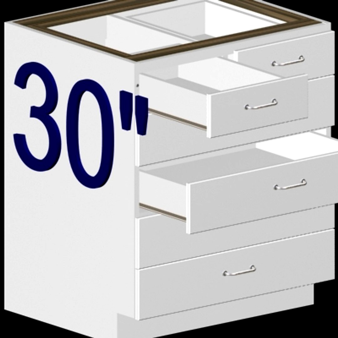 728-30- 30 inch 6 drawer kitchen cabinet base in plain white