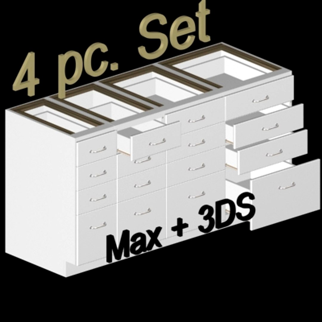 724-SET-plain white 4 drawer kitchen Base cabinet