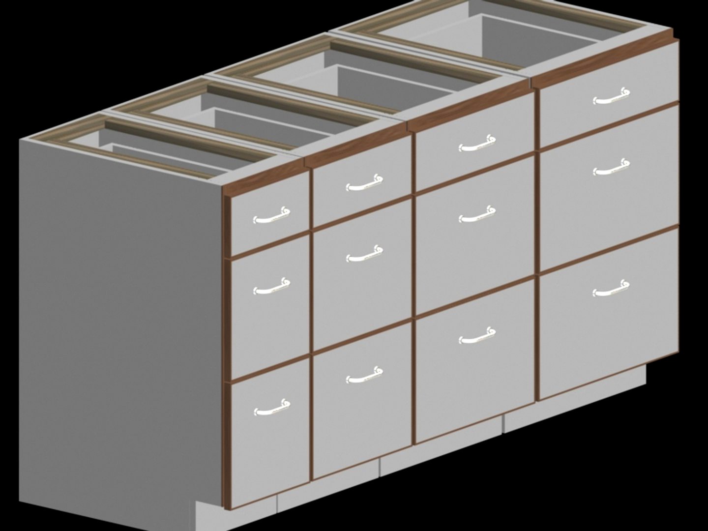 721-SET-kitchen cabinet drawer base trimmed