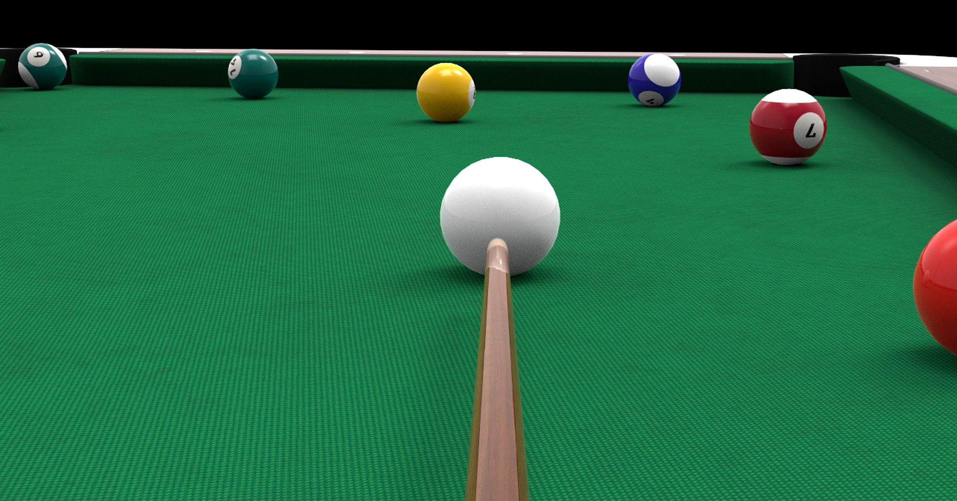 Pool table with cues