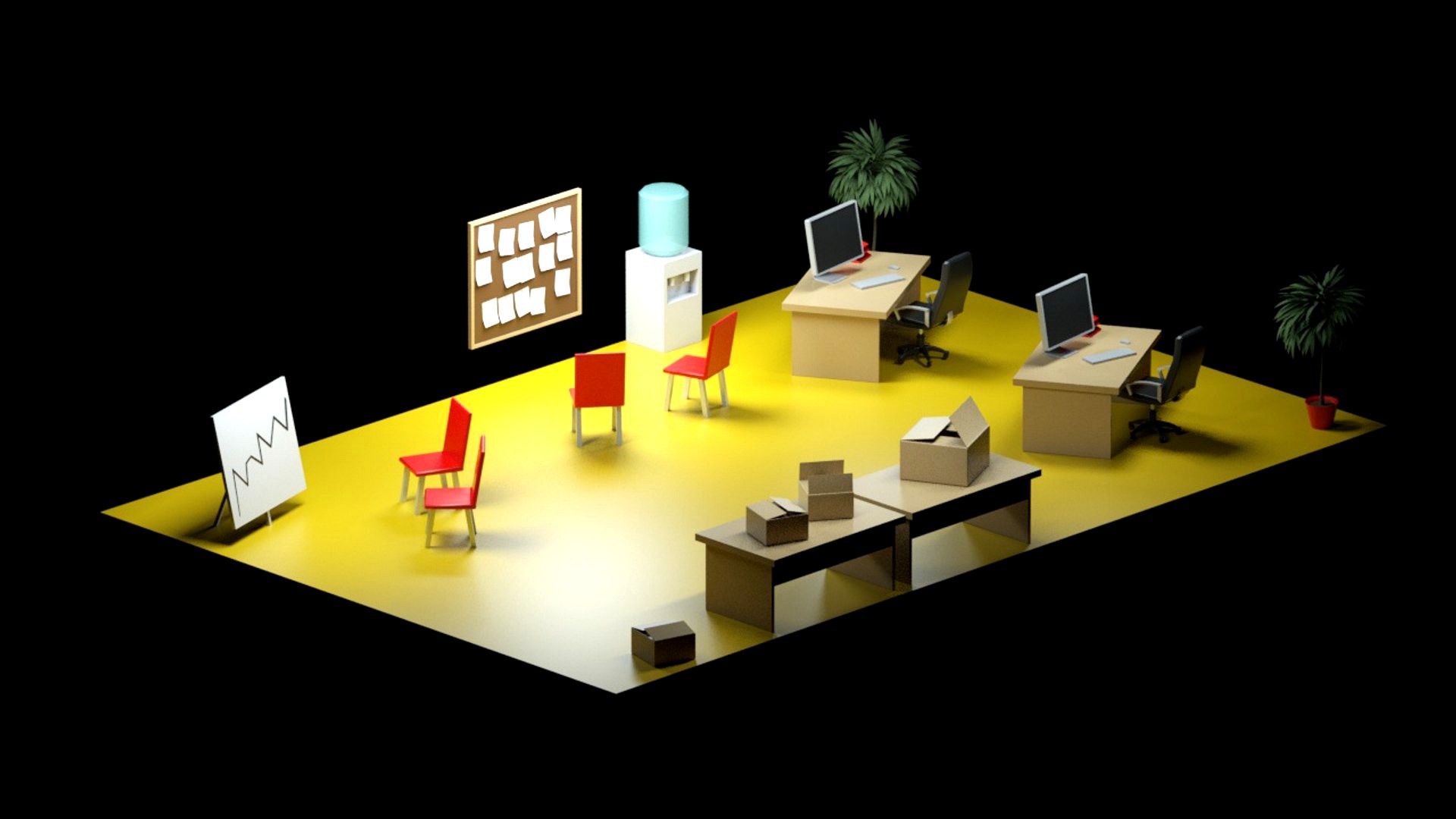 Isometric low-poly retail office