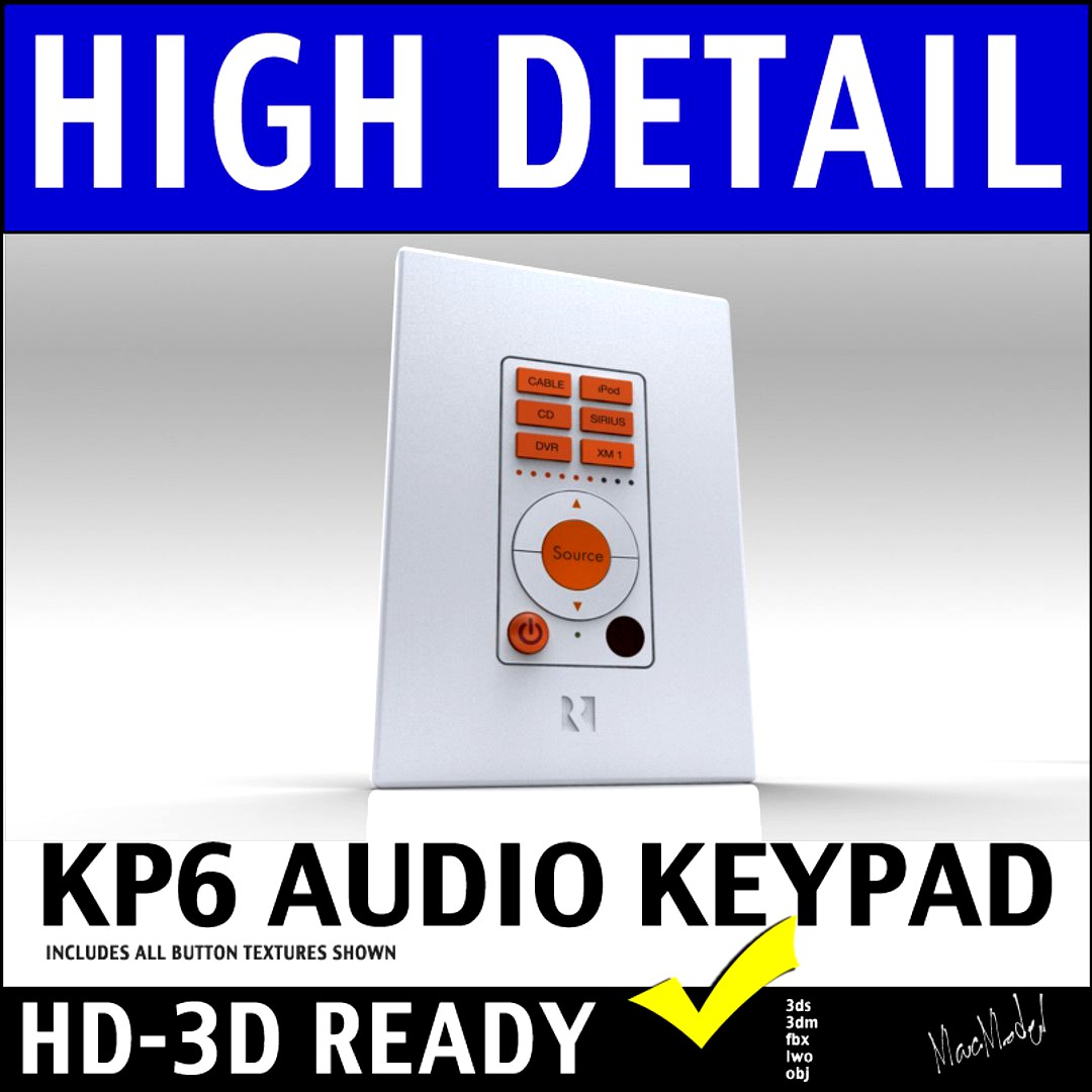 Russound KP6 Home Audio Wall Mount Keypad Sytem 3D Model